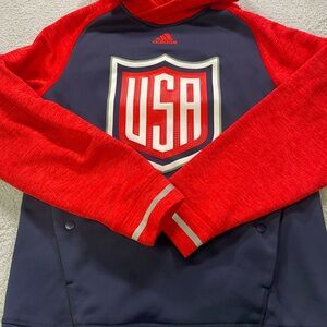 Adidas Climawarm USA Mens Size M Hockey '16 World Cup Navy Hooded Sweatshirt